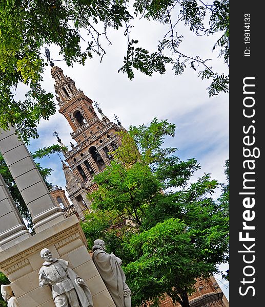 A view of one of the central squares in Seville incorporating the famous Giralda tower. A view of one of the central squares in Seville incorporating the famous Giralda tower