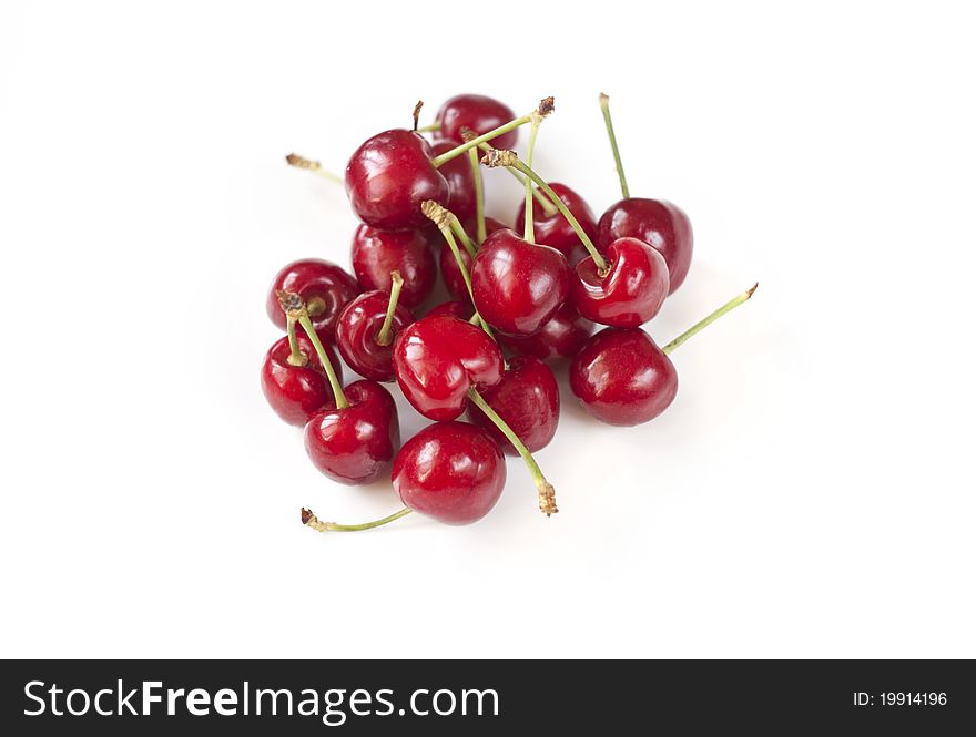 Fresh cherries isolated on white background