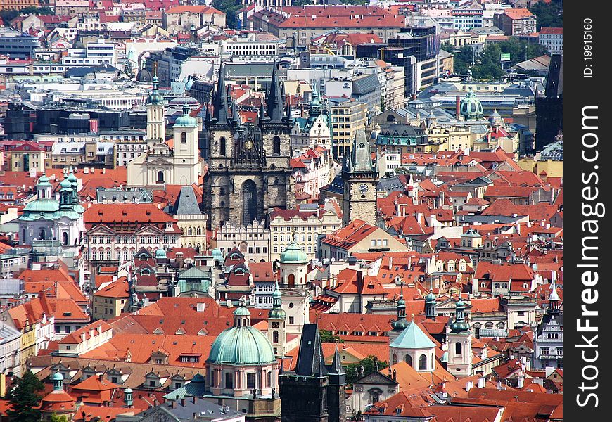 Birds eye view of Prague, czech republic. Birds eye view of Prague, czech republic