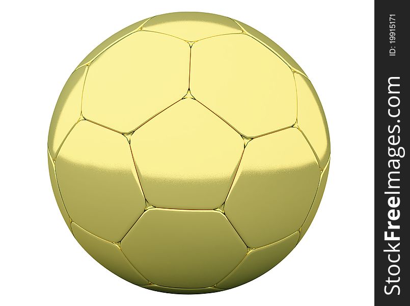 Soccer ball made of gold isolated on white background. Soccer ball made of gold isolated on white background