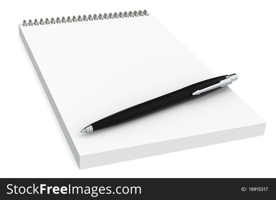 Blank isolated notepad with Pen