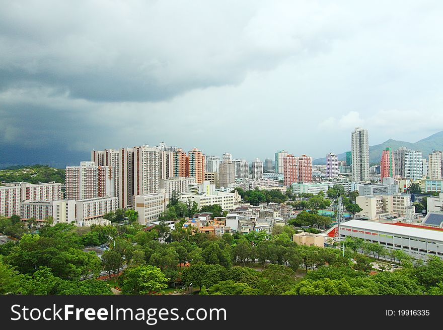 Yuen Long district in Hong Kong at day time