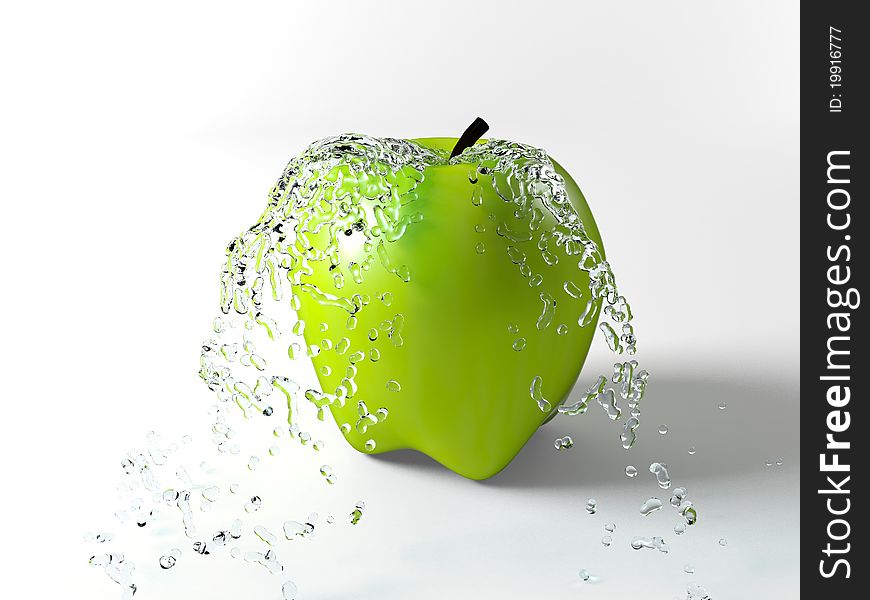 Water Poured On An Apple