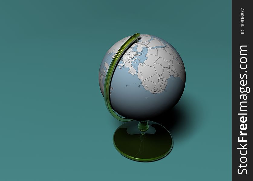 Map of our earth on the globe