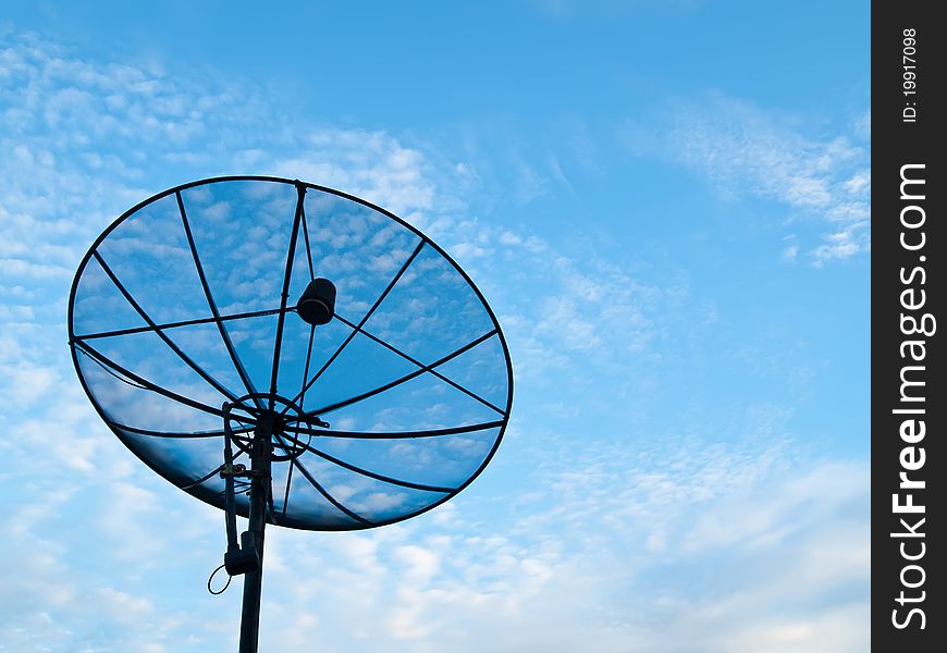 Satellite dish on a blue sky and cloud background , Bangkok Thailand