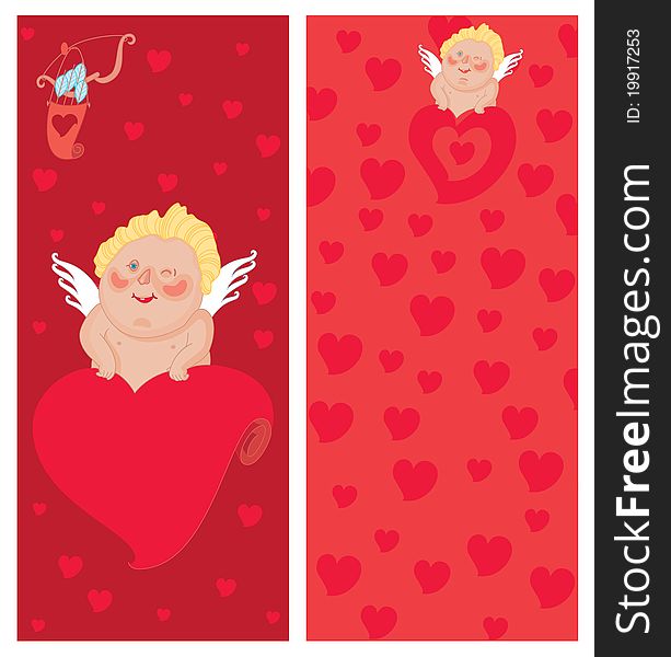 Cupid with a letter, Invitation, Valentine`s day