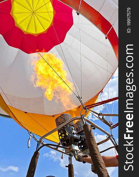 Hot air balloon take-off preparation