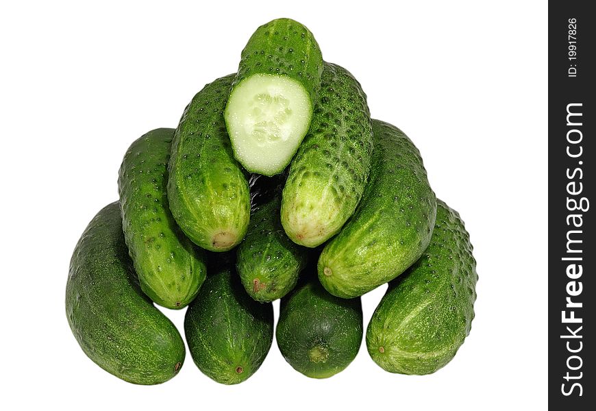Ripe cucumbers isolated on a white background. Ripe cucumbers isolated on a white background.