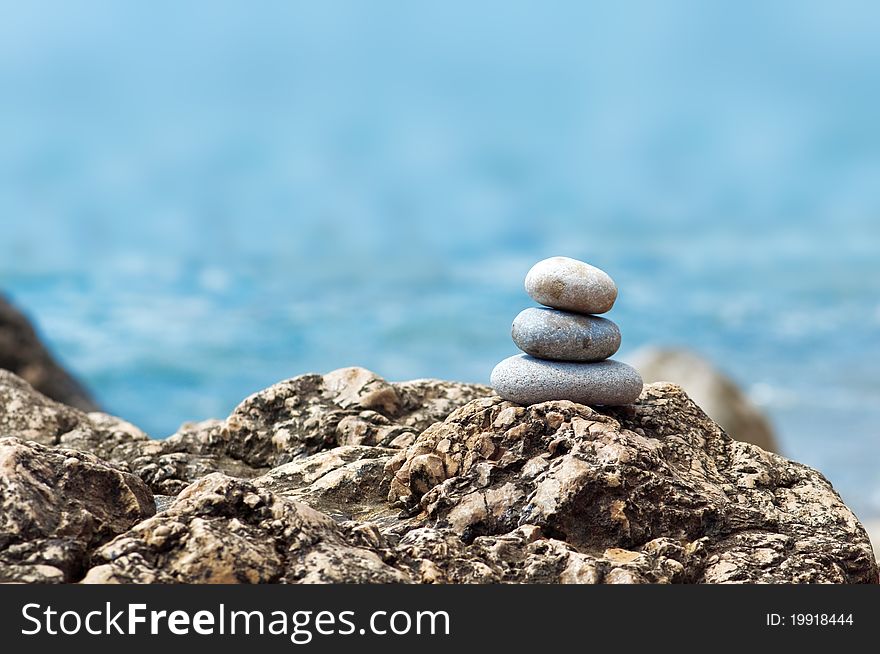 Stone on sea shore closeup