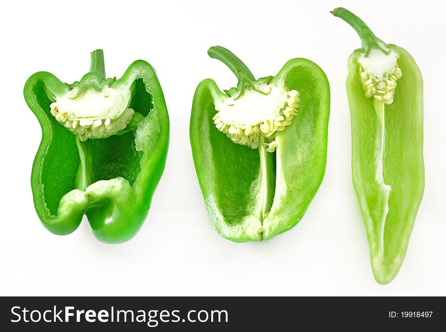 Green peppers on a white background. Green peppers on a white background