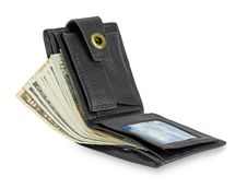 Black Leather Wallet With Money Royalty Free Stock Photos
