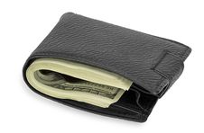 Black Leather Wallet With Money Royalty Free Stock Image