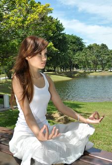 Young Girl Meditating In The Park Royalty Free Stock Image Young Girl Meditating In The Park Royalty Free Stock Image
