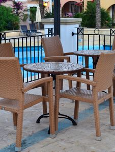 Poolside Dining Area Royalty Free Stock Photo