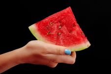 Water-melon In Hand Royalty Free Stock Photos