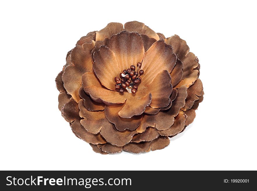 Brown flower hair band on isolated on a white background. Brown flower hair band on isolated on a white background