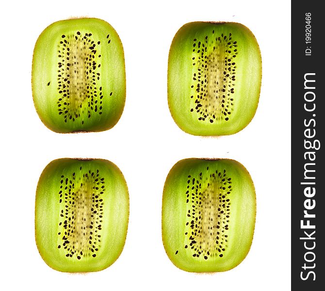 Slices of Kiwifruit isolated on a white background. Slices of Kiwifruit isolated on a white background.