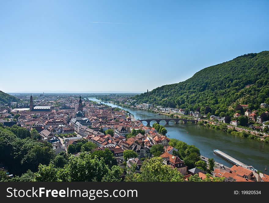 View of Heidelberg, Germany from the castle grounds.