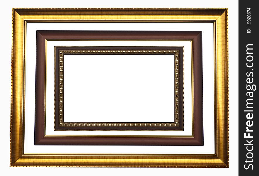 Picture frame, wood plated, white background