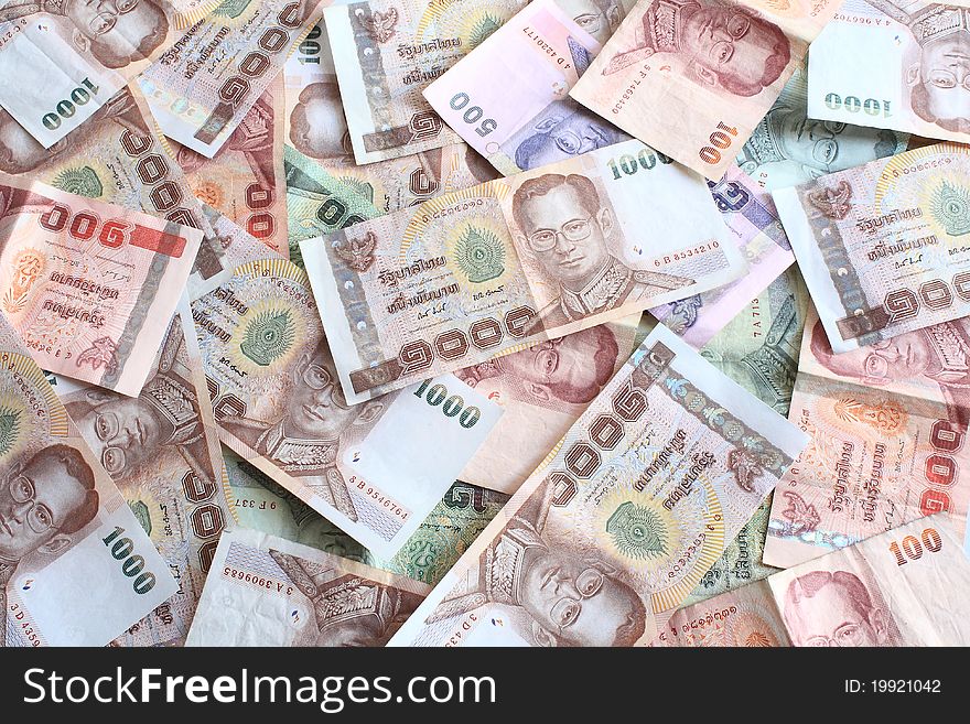 Thai banknotes of different prices as a whole. Thai banknotes of different prices as a whole.