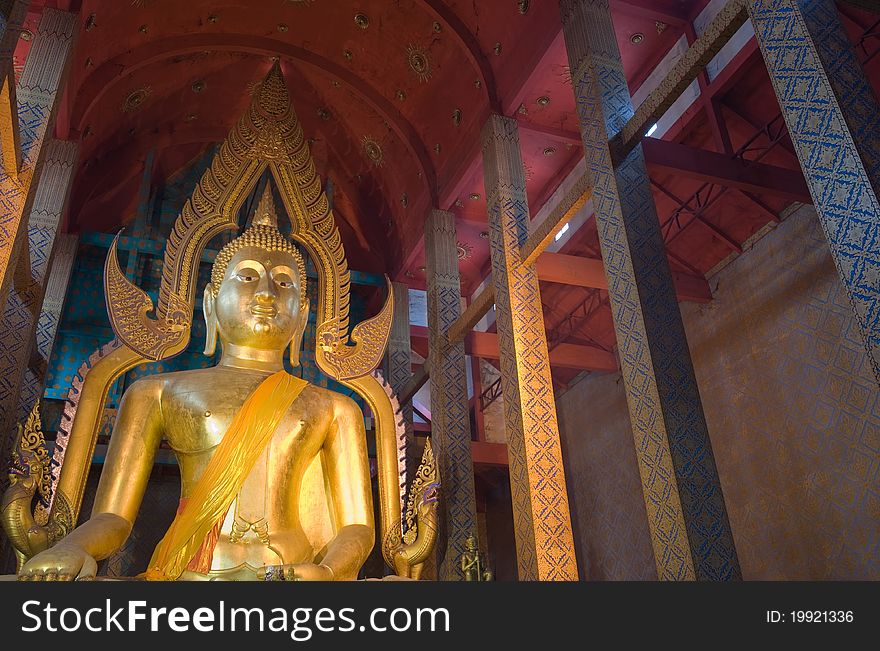 Golden Buddha statue in Wat Tonson, Ang Thong Province, Thailand. Golden Buddha statue in Wat Tonson, Ang Thong Province, Thailand