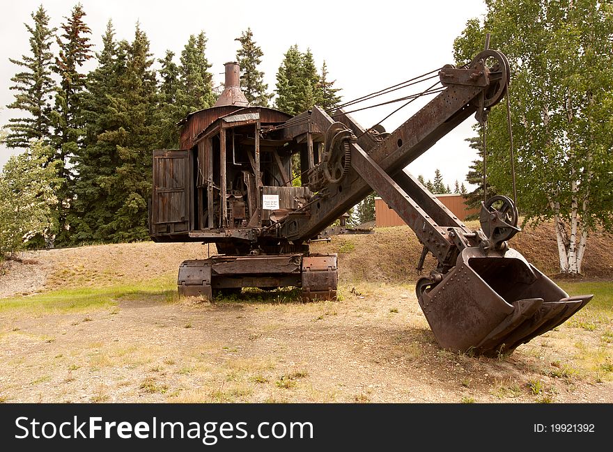 Historic cable excavator used in gold mining exploration in early settlement of Alaska