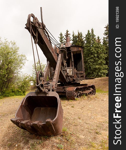 Historic cable excavator used in gold mining exploration in early settlement of Alaska