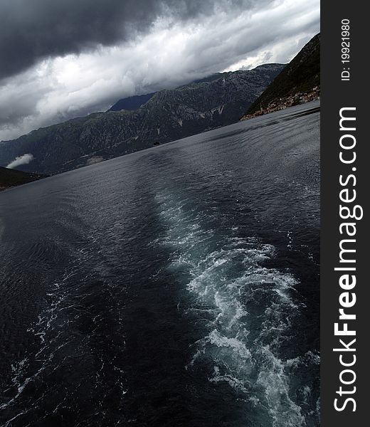 Kotor bay seaview daytime spring long focus