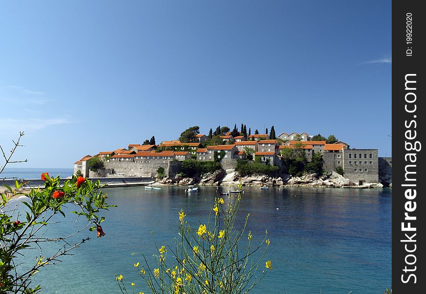 St. Stefan (Sveti Stefan) daytime clear sky. St. Stefan (Sveti Stefan) daytime clear sky