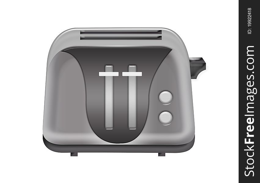 Black toaster isolated over white background.illustration
