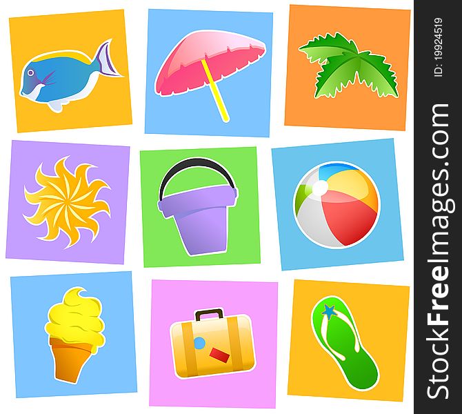 Set of summer icons design