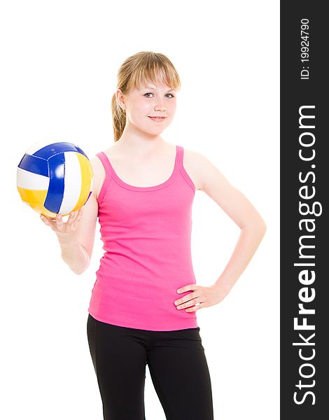 Volleyball girl with the ball.