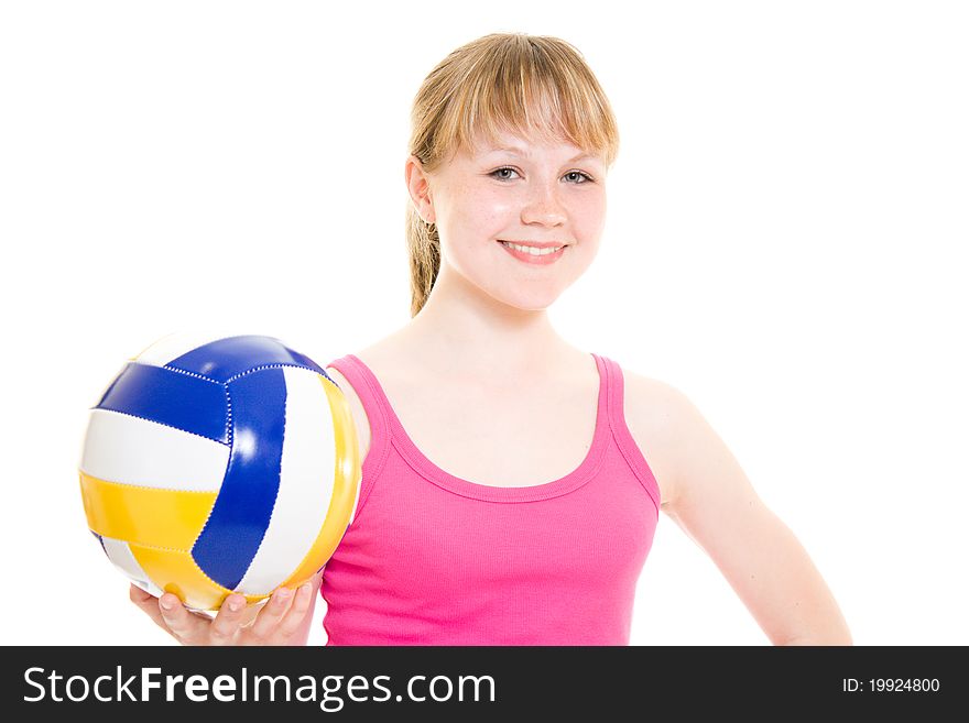Volleyball girl with the ball.