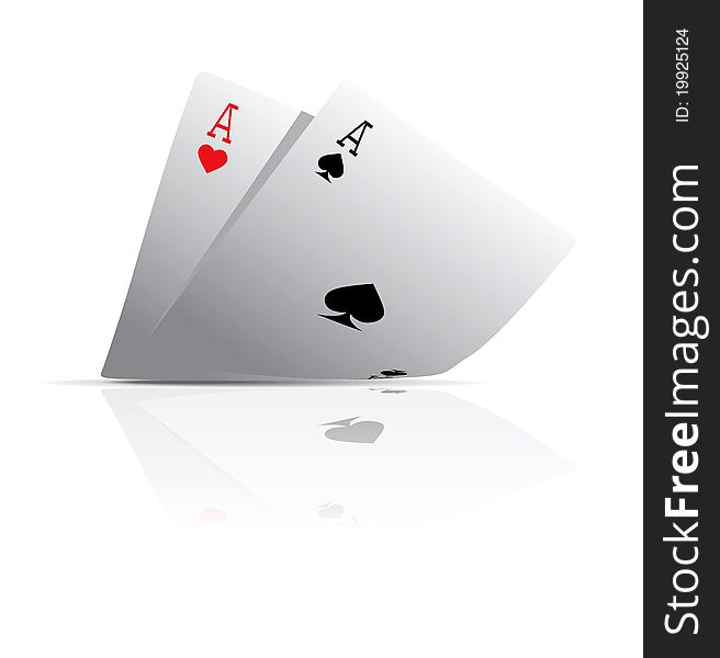 Pocket Aces Pocket Aces Isolated on white background with reflection