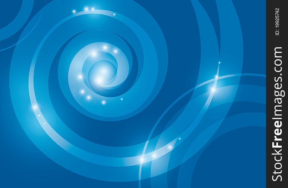 Blue abstract background with a transparent spiral