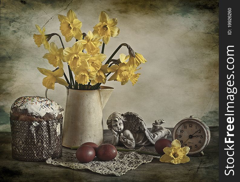 Easter still life on a table