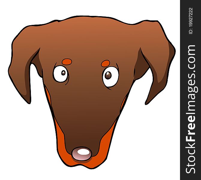 Head of a cute cartoon doberman pincher. Head of a cute cartoon doberman pincher