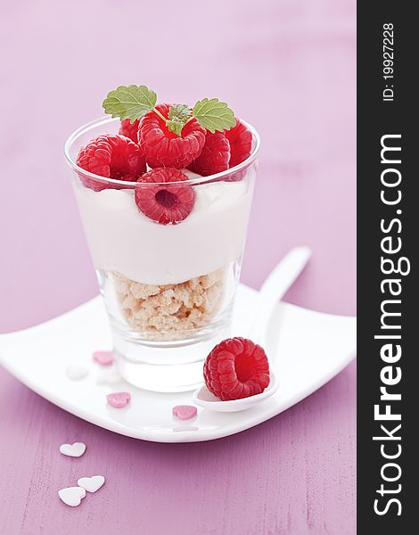 Fresh trifle with raspberries and mascarpone. Fresh trifle with raspberries and mascarpone