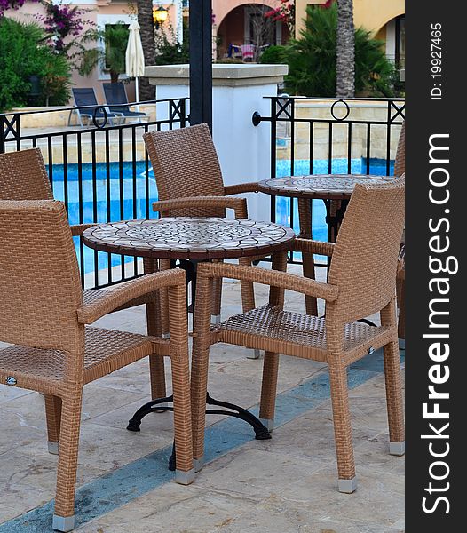 Poolside dining area