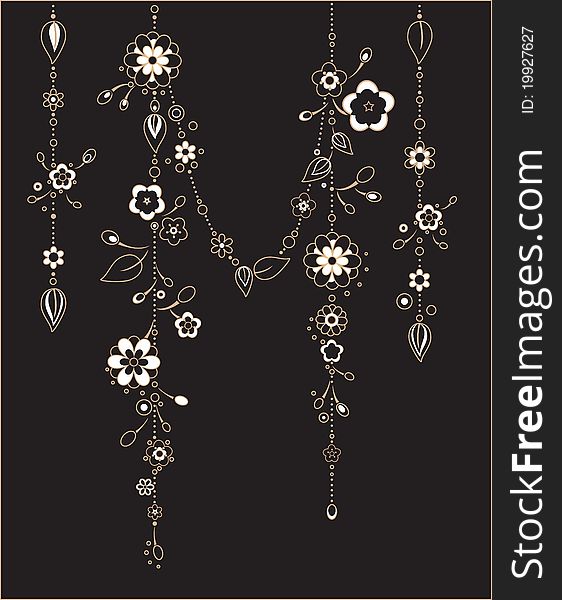 Vector Illustration of Decorative Wind Chimes with floral ornament design