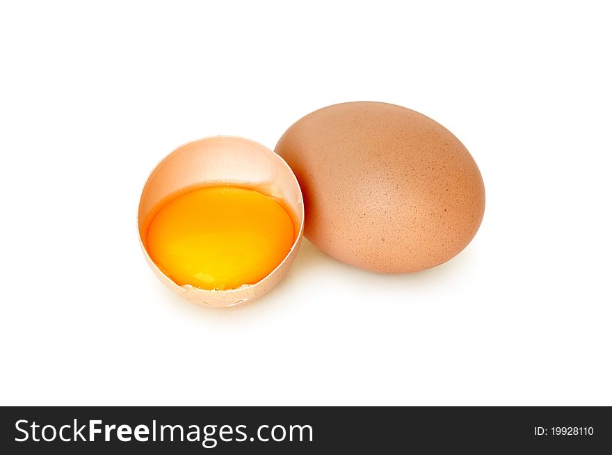 Brown eggs on a white background