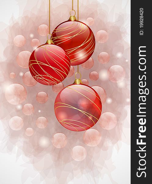 Christmas background with red shiny balls. Christmas background with red shiny balls