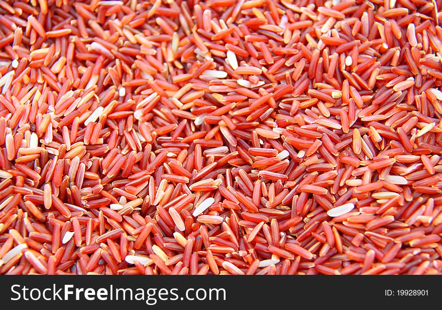 Close up on red long jasmine rice. Close up on red long jasmine rice