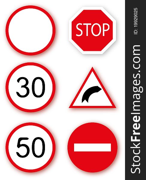 Set Ot European Traffic Signs