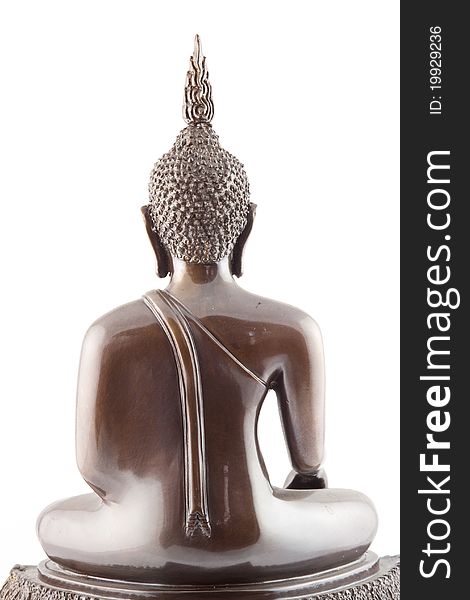 Isolated back of Buddha in white ground
