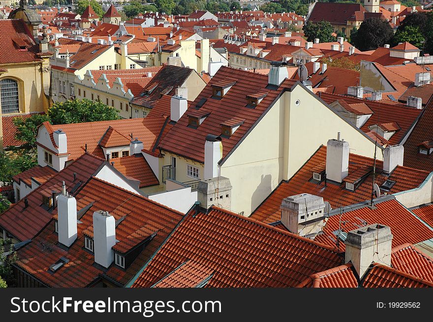 The roofs in Lesser Town, Prague, Czech Republic. The roofs in Lesser Town, Prague, Czech Republic