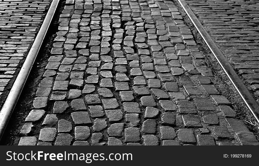 The paver stones at the Fort Worth Stock Yard train station.