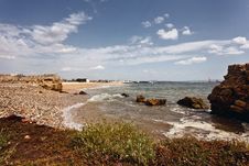 Small Beach On The Banks Of The River Tejo. Royalty Free Stock Images Small Beach On The Banks Of The River Tejo. Royalty Free Stock Images