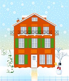 House In The Winter Time Royalty Free Stock Photography