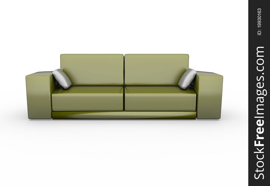 3d green sofa isolated on white